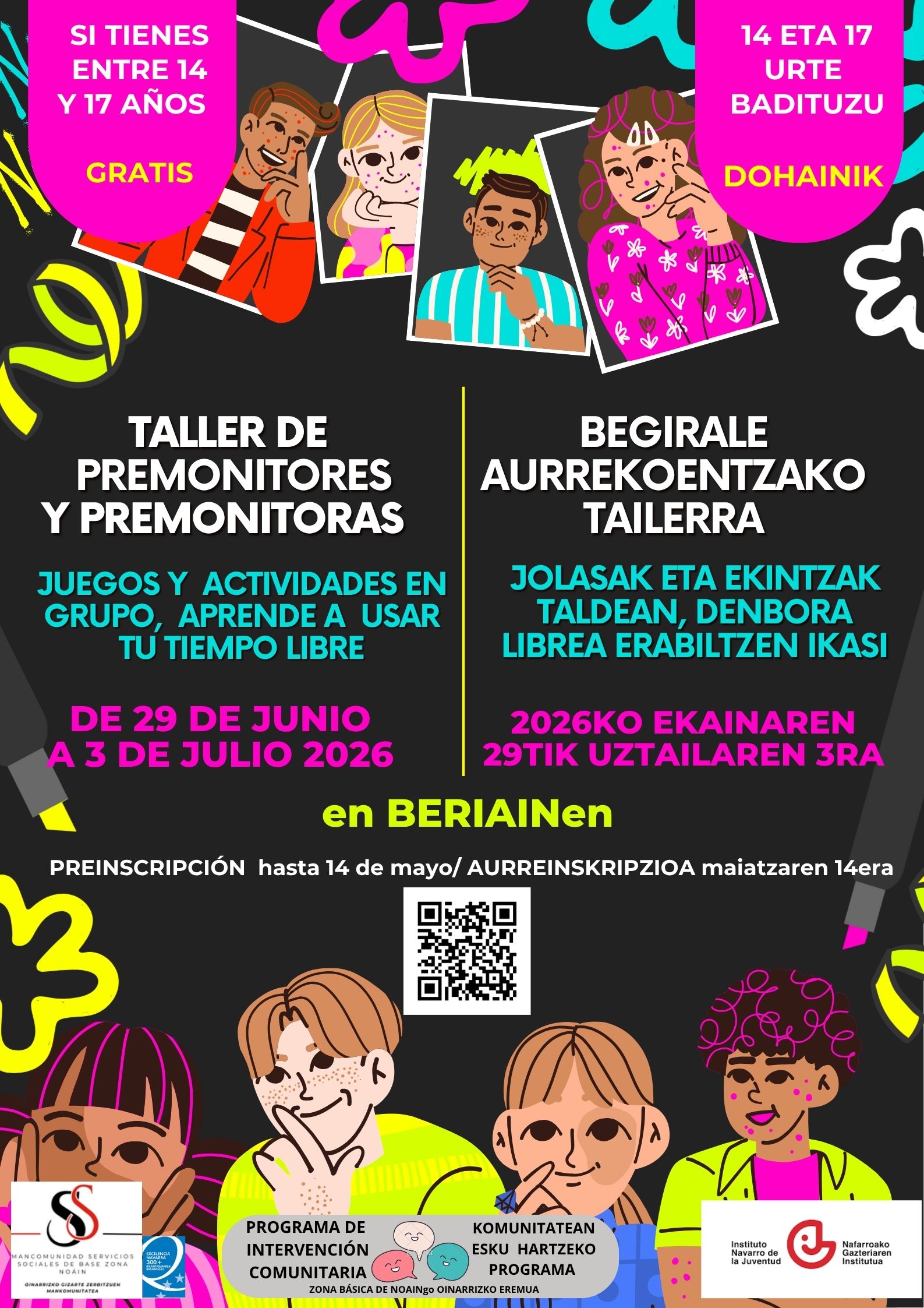 CURSO DE PREMONITORES Y PREMONITORAS DIRIGIDO A JÓVENES DE 14 A 17 AÑOS